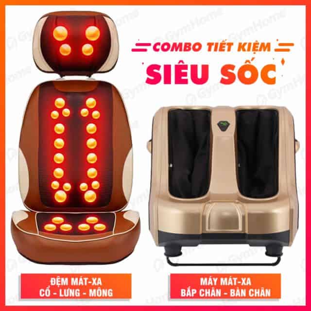 Hình ảnh nổi bật của COMBO Đệm ghế massage + Máy massage chân cao cấp